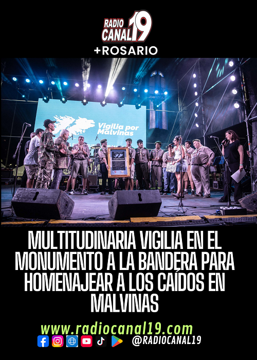 Multitudinaria vigilia en el Monumento a la Bandera para homenajear a los ca&iacute;dos en Malvinas